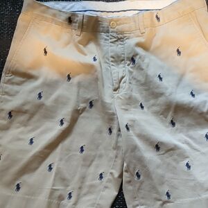 Polo by Ralph Lauren Men's Khaki Chino Pants with Navy Embroidery